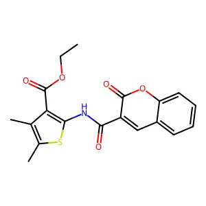 ethyl 4,5-dimethyl-2-(2-oxo-2H-chromene-3-carboxamido)thiophene-3-carboxylate structure