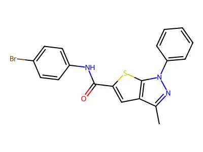 N-(4-bromophenyl)-3-methyl-1-phenyl-1H-thieno[2,3-c]pyrazole-5-carboxamide structure