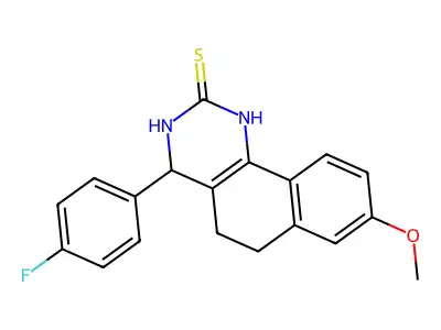 4-(4-fluorophenyl)-8-methoxy-3,4,5,6-tetrahydro-1H-benzo[h]quinazoline-2-thione structure