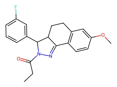 1-[3-(3-fluorophenyl)-7-methoxy-3,3a,4,5-tetrahydrobenzo[g]indazol-2-yl]propan-1-one structure