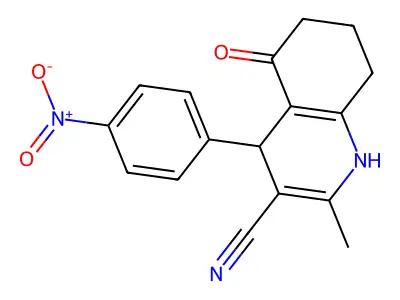 2-methyl-4-(4-nitrophenyl)-5-oxo-4,6,7,8-tetrahydro-1H-quinoline-3-carbonitrile structure