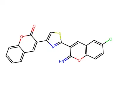 3-(2-(6-chloro-2-imino-2H-chromen-3-yl)thiazol-4-yl)-2H-chromen-2-one structure