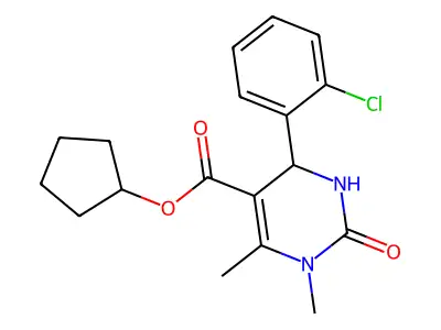 cyclopentyl 4-(2-chlorophenyl)-1,6-dimethyl-2-oxo-1,2,3,4-tetrahydropyrimidine-5-carboxylate structure