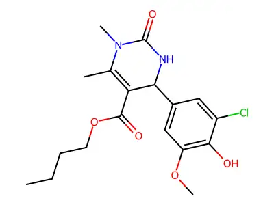 butyl 4-(3-chloro-4-hydroxy-5-methoxyphenyl)-1,6-dimethyl-2-oxo-1,2,3,4-tetrahydropyrimidine-5-carboxylate structure