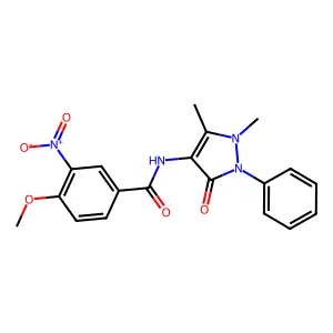 N-(1,5-dimethyl-3-oxo-2-phenyl-2,3-dihydro-1H-pyrazol-4-yl)-4-methoxy-3-nitrobenzamide structure