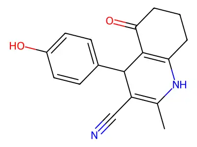4-(4-Hydroxyphenyl)-2-methyl-5-oxo-1,4,5,6,7,8-hexahydroquinoline-3-carbonitrile structure
