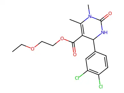 2-ethoxyethyl 4-(3,4-dichlorophenyl)-1,6-dimethyl-2-oxo-1,2,3,4-tetrahydropyrimidine-5-carboxylate structure
