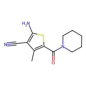 2-Amino-4-methyl-5-(piperidin-1-ylcarbonyl)thiophene-3-carbonitrile structure