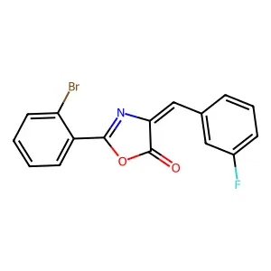 (4Z)-2-(2-bromophenyl)-4-[(3-fluorophenyl)methylidene]-1,3-oxazol-5-one structure