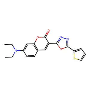 7-Diethylamino-3-(5-thiophen-2-yl-[1,3,4]oxadiazol-2-yl)-chromen-2-one structure