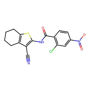 2-chloro-N-(3-cyano-4,5,6,7-tetrahydro-1-benzothiophen-2-yl)-4-nitrobenzamide structure