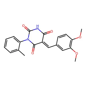 (5E)-5-[(3,4-dimethoxyphenyl)methylidene]-1-(2-methylphenyl)-1,3-diazinane-2,4,6-trione structure