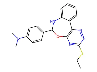 4-(3-ethylsulfanyl-6,7-dihydro-[1,2,4]triazino[5,6-d][3,1]benzoxazepin-6-yl)-N,N-dimethylaniline structure