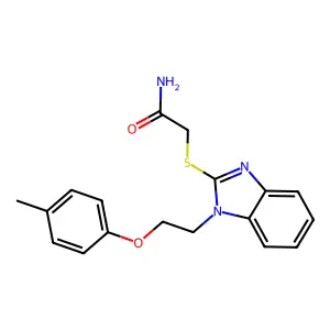 2-[1-[2-(4-Methylphenoxy)ethyl]benzimidazol-2-yl]sulfanylacetamide structure