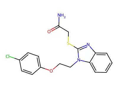 2-[1-[2-(4-Chlorophenoxy)ethyl]benzimidazol-2-yl]sulfanylacetamide structure
