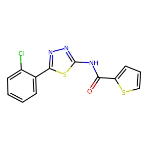 N-[5-(2-chlorophenyl)-1,3,4-thiadiazol-2-yl]thiophene-2-carboxamide structure