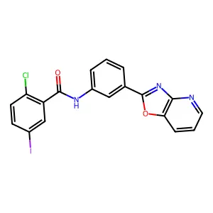 2-chloro-5-iodo-N-[3-([1,3]oxazolo[4,5-b]pyridin-2-yl)phenyl]benzamide structure