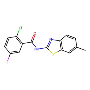 2-chloro-5-iodo-N-(6-methyl-1,3-benzothiazol-2-yl)benzamide structure