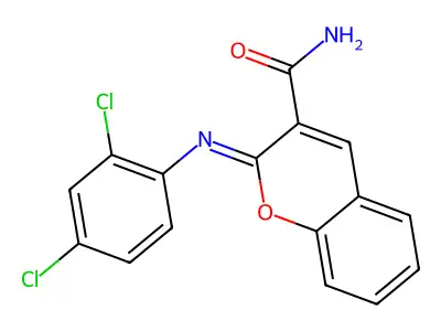 (Z)-2-((2,4-dichlorophenyl)imino)-2H-chromene-3-carboxamide structure
