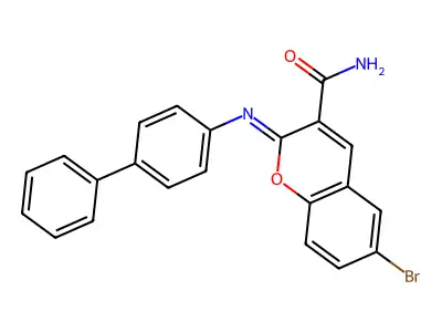 (2Z)-2-({[1,1'-biphenyl]-4-yl}imino)-6-bromo-2H-chromene-3-carboxamide structure