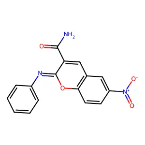 (Z)-6-nitro-2-(phenylimino)-2H-chromene-3-carboxamide structure