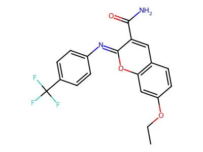 (2Z)-7-ethoxy-2-{[4-(trifluoromethyl)phenyl]imino}-2H-chromene-3-carboxamide structure