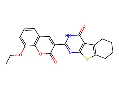 2-(8-ethoxy-2-oxo-2H-chromen-3-yl)-5,6,7,8-tetrahydro[1]benzothieno[2,3-d]pyrimidin-4(3H)-one structure