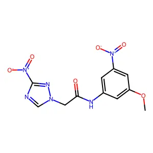 N-(3-methoxy-5-nitrophenyl)-2-(3-nitro-1H-1,2,4-triazol-1-yl)acetamide structure