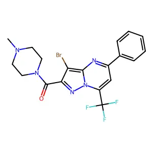[3-bromo-5-phenyl-7-(trifluoromethyl)pyrazolo[1,5-a]pyrimidin-2-yl]-(4-methylpiperazin-1-yl)methanone structure