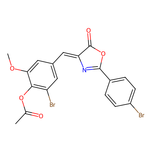 5(4H)-oxazolone, 4-[[4-(acetyloxy)-3-bromo-5-methoxyphenyl]methylene]-2-(4-bromophenyl)-, (4Z)- structure