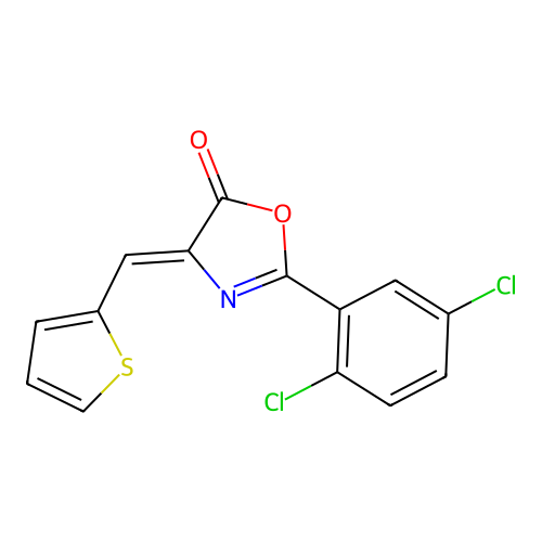 (4Z)-2-(2,5-dichlorophenyl)-4-(thiophen-2-ylmethylidene)-1,3-oxazol-5(4H)-one structure