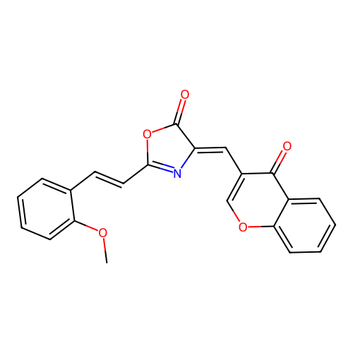 (Z)-2-((E)-2-methoxystyryl)-4-((4-oxo-4H-chromen-3-yl)methylene)oxazol-5(4H)-one structure