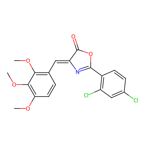 (Z)-2-(2,4-dichlorophenyl)-4-(2,3,4-trimethoxybenzylidene)oxazol-5(4H)-one structure