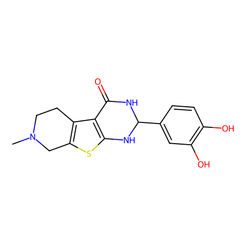 2-(3,4-dihydroxyphenyl)-7-methyl-2,3,5,6,7,8-hexahydropyrido[4',3':4,5]thieno[2,3-d]pyrimidin-4(1H)-one structure