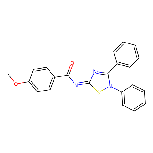 (E)-N-(2,3-diphenyl-1,2,4-thiadiazol-5(2H)-ylidene)-4-methoxybenzamide structure