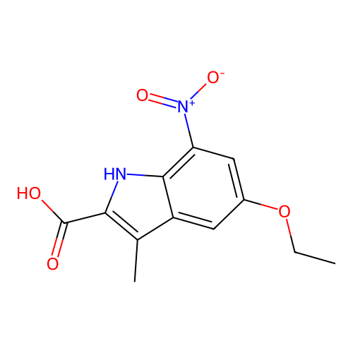 5-ethoxy-3-methyl-7-nitro-1H-indole-2-carboxylic acid structure