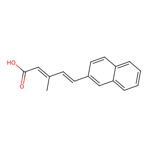 (2E,4E)-3-methyl-5-(naphthalen-2-yl)penta-2,4-dienoic acid structure
