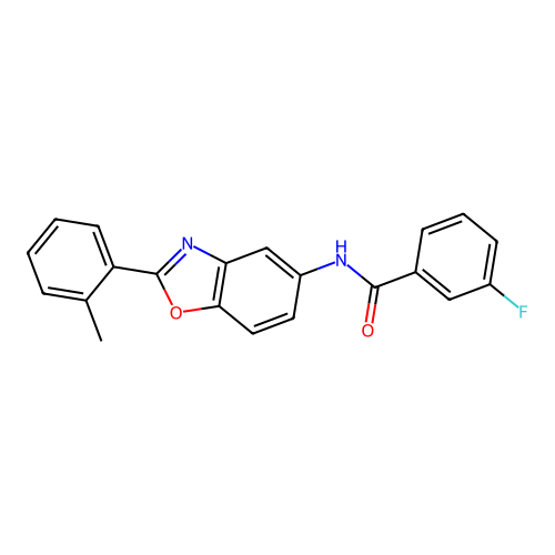 3-fluoro-N-[2-(2-methylphenyl)-1,3-benzoxazol-5-yl]benzamide structure