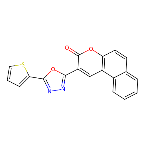 2-(5-Thiophen-2-yl-[1,3,4]oxadiazol-2-yl)-benzo[f]chromen-3-one structure
