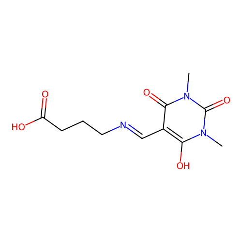 4-(((1,3-dimethyl-2,4,6-trioxotetrahydropyrimidin-5(2H)-ylidene)methyl)amino)butanoic acid structure