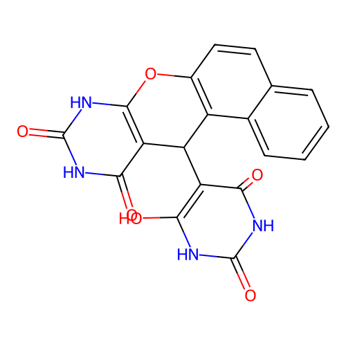 12-(6-hydroxy-2,4-dioxo-1,2,3,4-tetrahydropyrimidin-5-yl)-8,12-dihydro-9H-benzo[5,6]chromeno[2,3-d]pyrimidine-9,11(10H)-dione structure