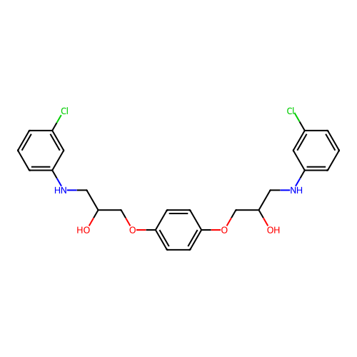 3,3'-[Benzene-1,4-diylbis(oxy)]bis{1-[(3-chlorophenyl)amino]propan-2-ol} structure