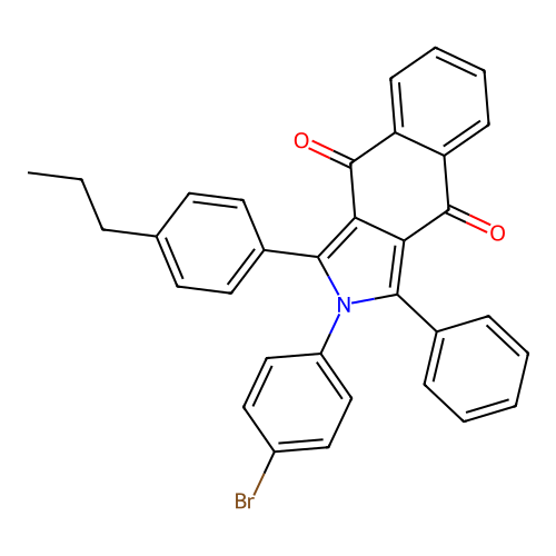 2-(4-bromophenyl)-1-phenyl-3-(4-propylphenyl)-2H-benzo[f]isoindole-4,9-dione structure
