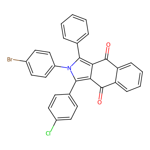 2-(4-bromophenyl)-1-(4-chlorophenyl)-3-phenyl-2H-benzo[f]isoindole-4,9-dione structure