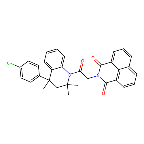 2-{2-[4-(4-chlorophenyl)-2,2,4-trimethyl-3,4-dihydroquinolin-1(2H)-yl]-2-oxoethyl}-1H-benzo[de]isoquinoline-1,3(2H)-dione structure