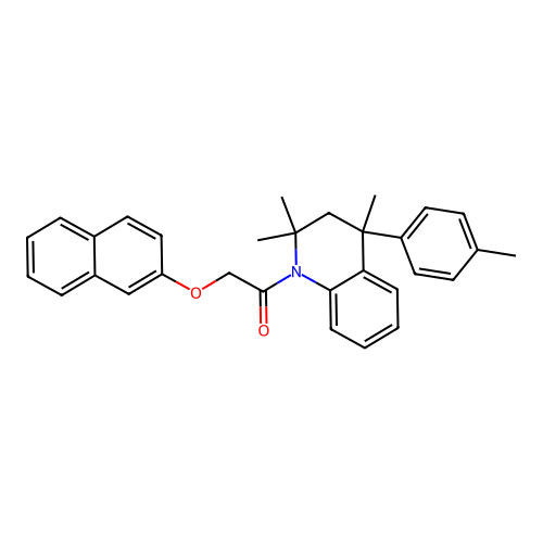 2-naphthalen-2-yloxy-1-[2,2,4-trimethyl-4-(4-methylphenyl)-3H-quinolin-1-yl]ethanone structure