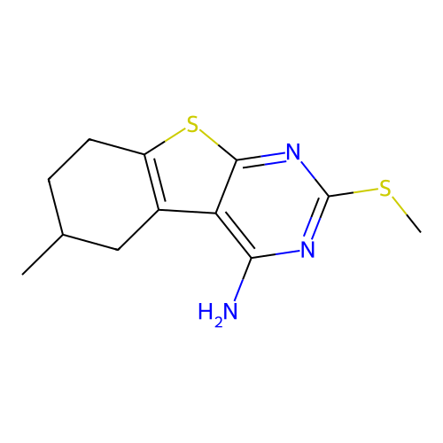 6-methyl-2-(methylsulfanyl)-5,6,7,8-tetrahydro[1]benzothieno[2,3-d]pyrimidin-4-amine structure