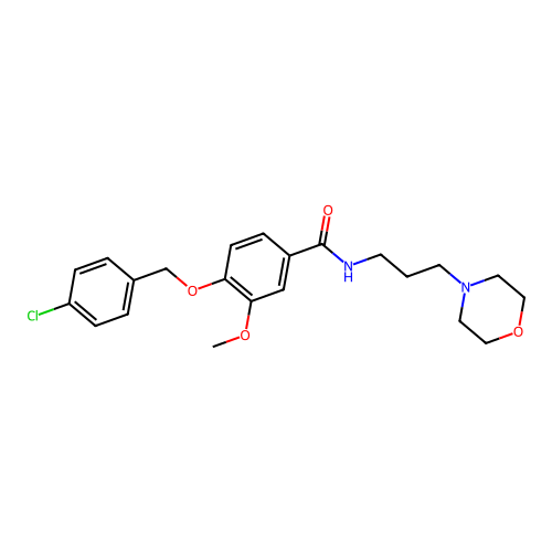 4-((4-chlorobenzyl)oxy)-3-methoxy-N-(3-morpholinopropyl)benzamide structure