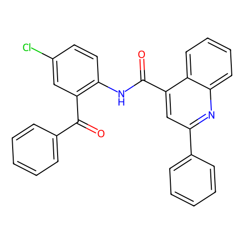 N-(2-benzoyl-4-chlorophenyl)-2-phenylquinoline-4-carboxamide structure