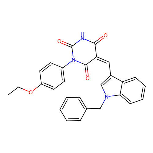 (5Z)-5-[(1-benzylindol-3-yl)methylidene]-1-(4-ethoxyphenyl)-1,3-diazinane-2,4,6-trione structure